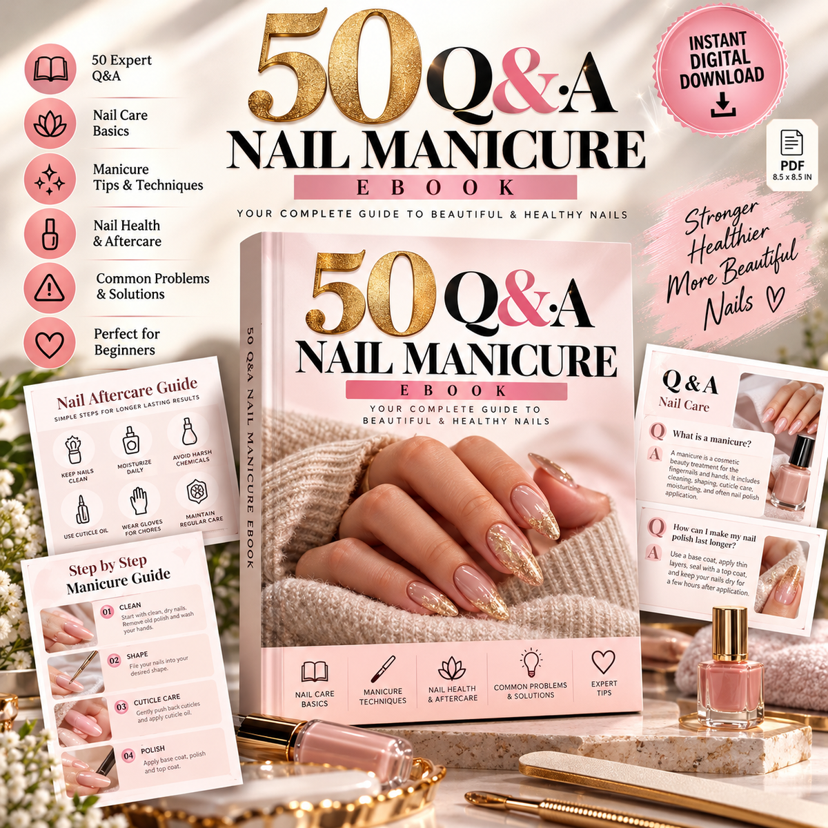 50 Q&A Nail Manicure Ebook | The Complete Guide to Beautiful & Healthy Nails