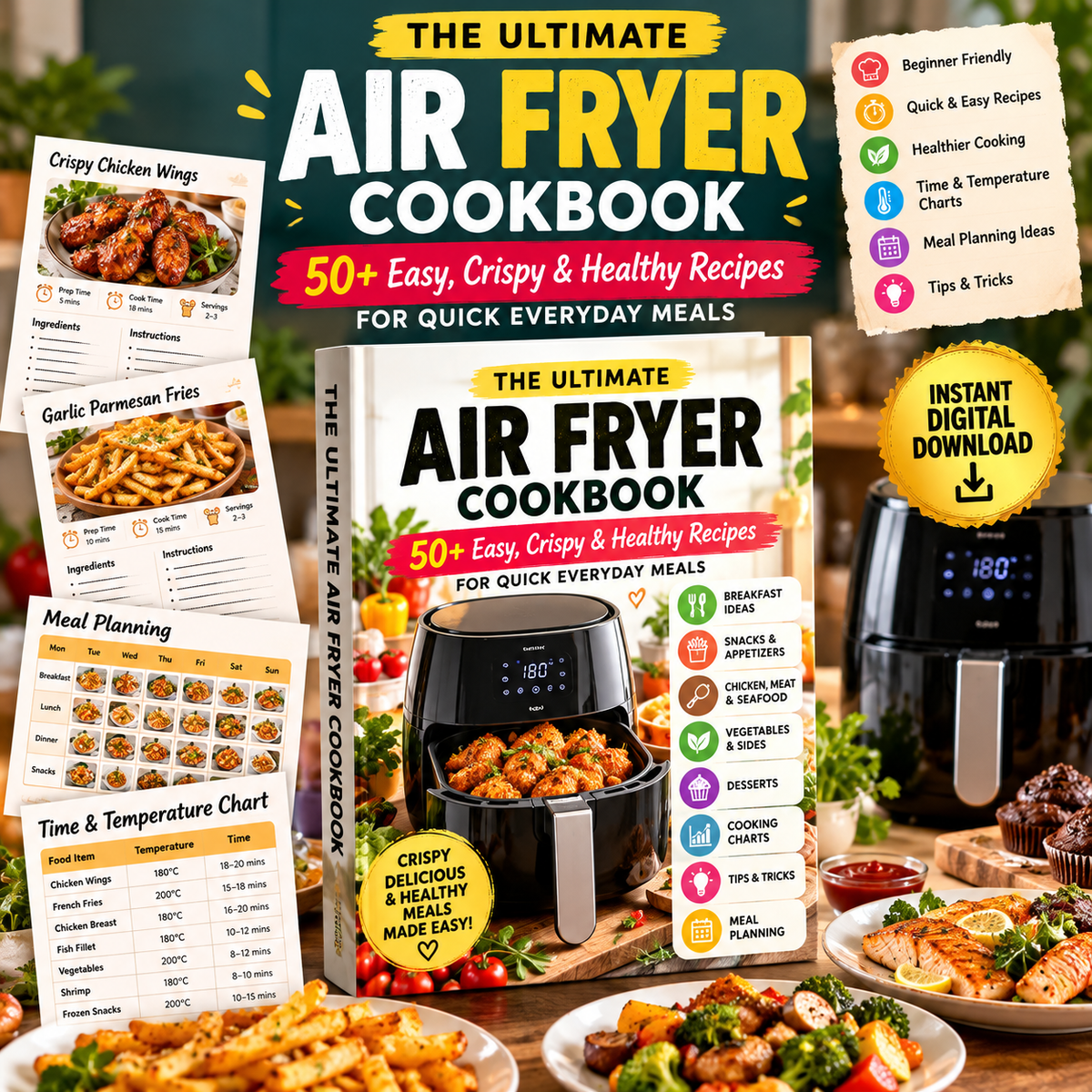 The Ultimate Air Fryer Cookbook 50+ Easy, Crispy & Healthy Recipes for Quick Everyday Meals